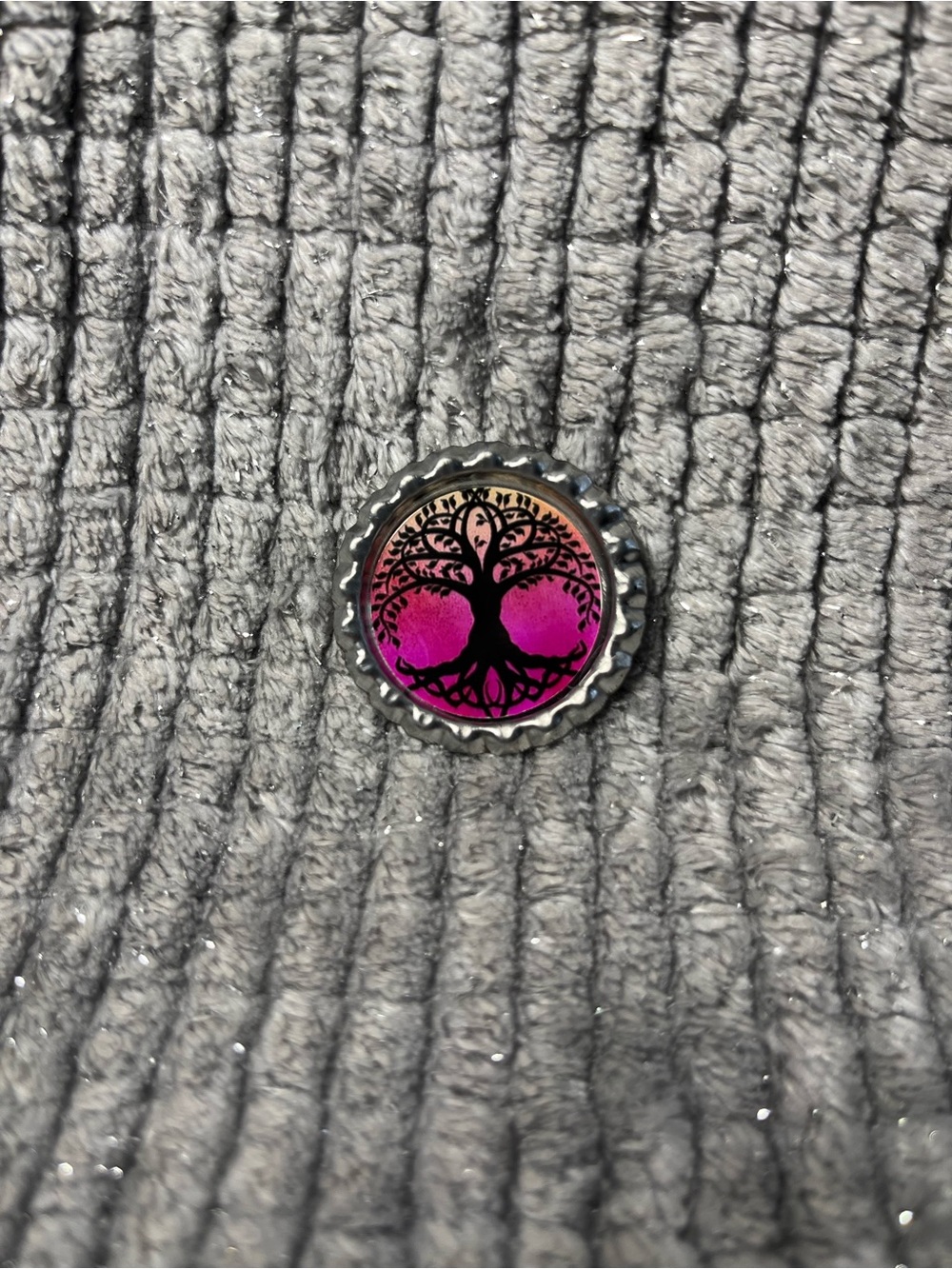 Tree of Life Bottle Cap magnet- Pink to Orange Gradient